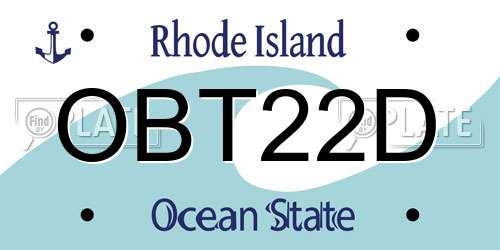 OBT22D Rhode Island License Plate