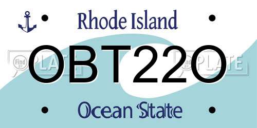 OBT22O Rhode Island License Plate