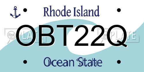 OBT22Q Rhode Island License Plate