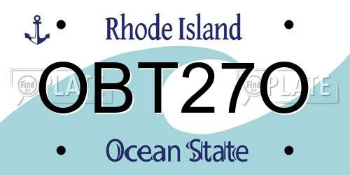 OBT27O Rhode Island License Plate