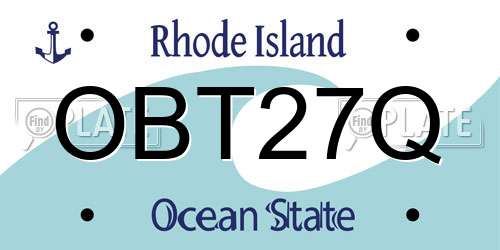 OBT27Q Rhode Island License Plate