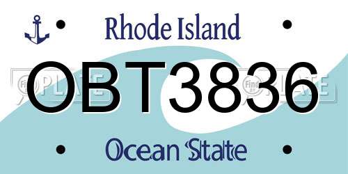 OBT3836 Rhode Island License Plate