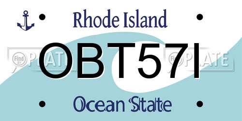 OBT57I Rhode Island License Plate