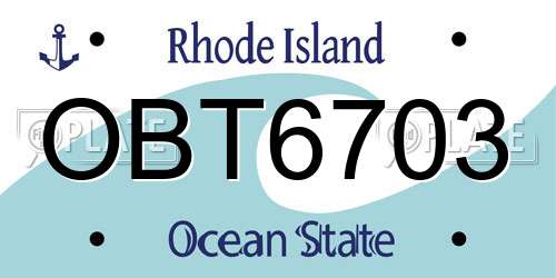 OBT6703 Rhode Island License Plate