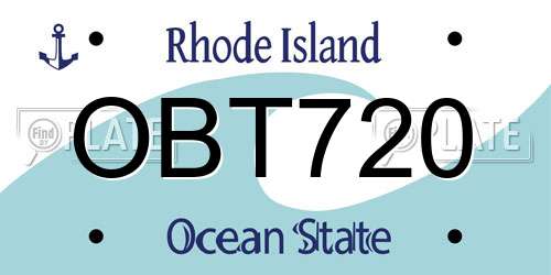 OBT720 Rhode Island License Plate