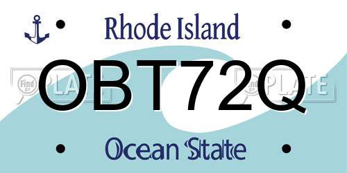 OBT72Q Rhode Island License Plate