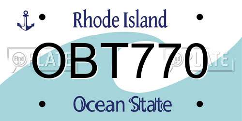OBT770 Rhode Island License Plate