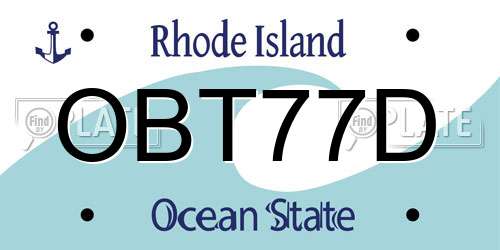 OBT77D Rhode Island License Plate