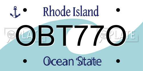 OBT77O Rhode Island License Plate