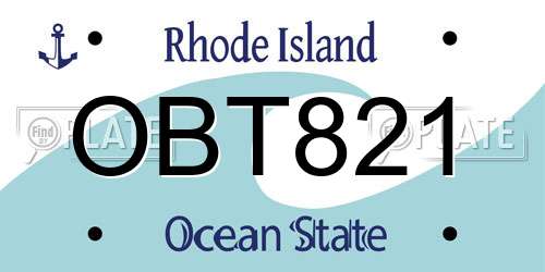 OBT821 Rhode Island License Plate