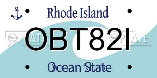 OBT82I Rhode Island License Plate