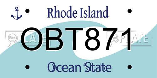 OBT871 Rhode Island License Plate