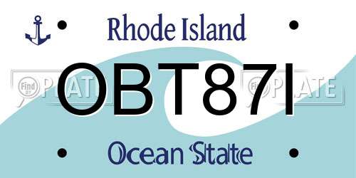 OBT87I Rhode Island License Plate