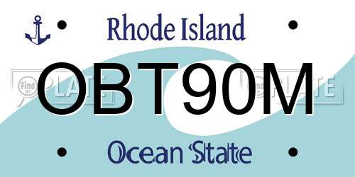 OBT90M Rhode Island License Plate