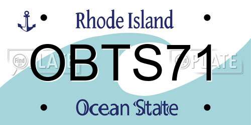 OBTS71 Rhode Island License Plate
