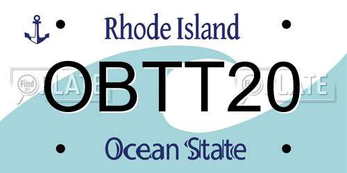 OBTT20 Rhode Island License Plate