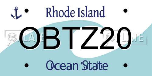 OBTZ20 Rhode Island License Plate