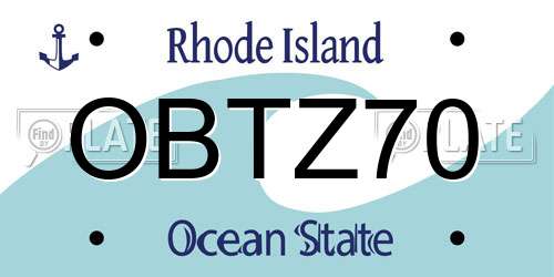 OBTZ70 Rhode Island License Plate