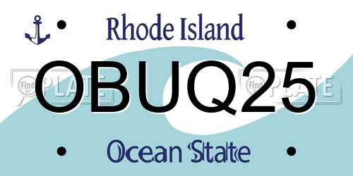 OBUQ25 Rhode Island License Plate