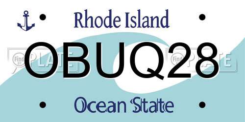 OBUQ28 Rhode Island License Plate