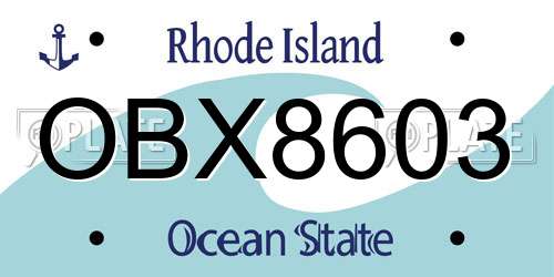 OBX8603 Rhode Island License Plate