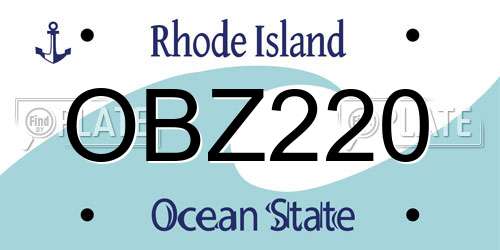 OBZ220 Rhode Island License Plate
