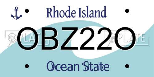 OBZ22O Rhode Island License Plate