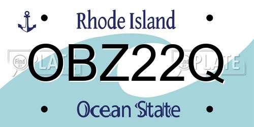 OBZ22Q Rhode Island License Plate