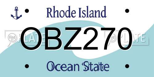 OBZ270 Rhode Island License Plate