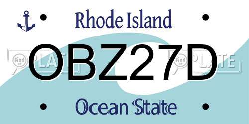 OBZ27D Rhode Island License Plate