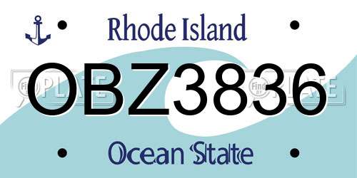 OBZ3836 Rhode Island License Plate