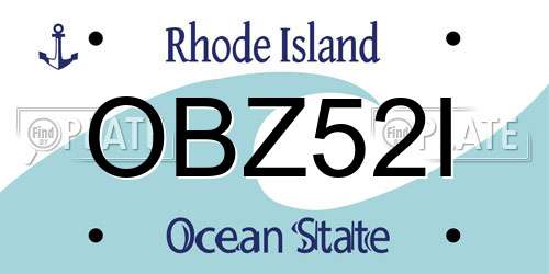 OBZ52I Rhode Island License Plate