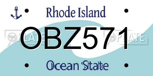 OBZ571 Rhode Island License Plate