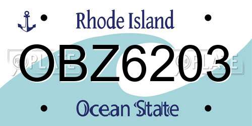 OBZ6203 Rhode Island License Plate