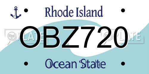 OBZ720 Rhode Island License Plate