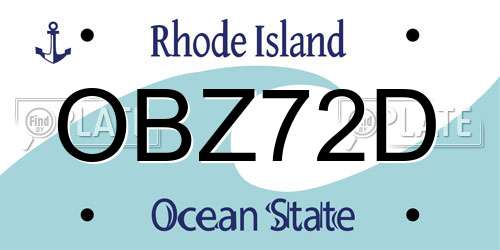 OBZ72D Rhode Island License Plate