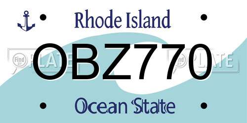 OBZ770 Rhode Island License Plate
