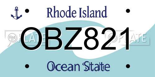 OBZ821 Rhode Island License Plate