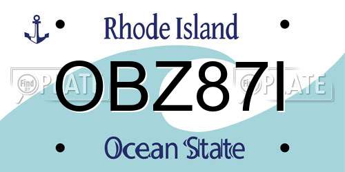 OBZ87I Rhode Island License Plate