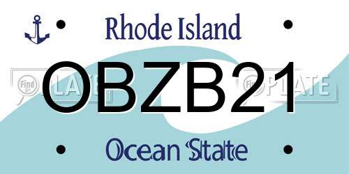 OBZB21 Rhode Island License Plate