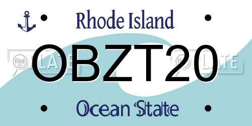 OBZT20 Rhode Island License Plate