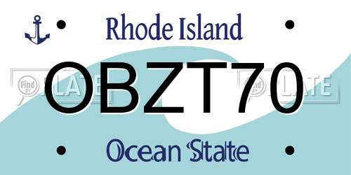 OBZT70 Rhode Island License Plate