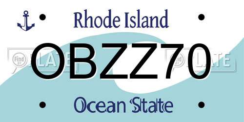OBZZ70 Rhode Island License Plate