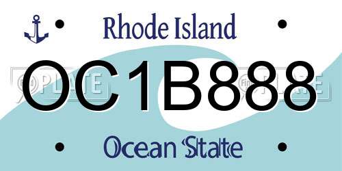 OC1B888 Rhode Island License Plate