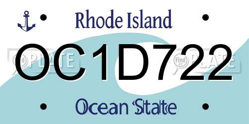 OC1D722 Rhode Island License Plate