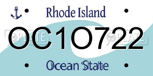 OC1O722 Rhode Island License Plate