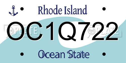 OC1Q722 Rhode Island License Plate