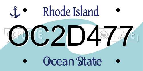 OC2D477 Rhode Island License Plate