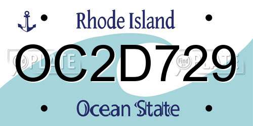 OC2D729 Rhode Island License Plate