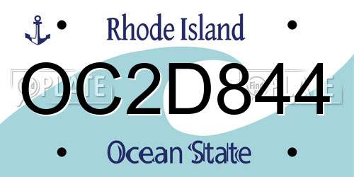 OC2D844 Rhode Island License Plate